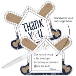 Big Dot Of Happiness Batter Up - Baseball - Shaped Thank You Cards - Baby Shower Or Birthday Party Thank You Note Cards With Envelopes - Set Of 12