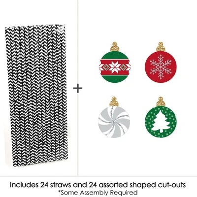 Big Dot Of Happiness Ornaments - Paper Straw Decor - Holiday And Christmas Party Striped Decorative Straws - Set Of 24 2 Big Dot Of Happiness Ornaments - Paper Straw Decor - Holiday And Christmas Party Striped Decorative Straws - Set Of 24 - Image 2
