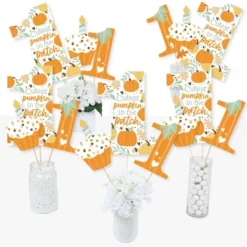Big Dot Of Happiness 1st Birthday Little Pumpkin - Fall First Birthday Party Centerpiece Sticks - Table Toppers - Set Of 15
