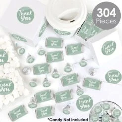 Big Dot Of Happiness Sage Green Elegantly Simple - Guest Party Favors Candy Favor Sticker Kit - 304 Pieces
