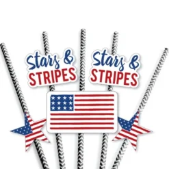 Big Dot Of Happiness Stars & Stripes - Paper Straw Decor - Memorial Day, 4th Of July & Labor Day USA Patriotic Party Striped Decor Straws - Set Of 24 -Aurora Party Sales GUEST 30a8d2c1 5ced 4678 a18e bc078bae9b61