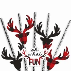 Big Dot Of Happiness Prancing Plaid Paper Straw Decor - Christmas & Holiday Buffalo Plaid Party Striped Decorative Straws - Set Of 24 -Aurora Party Sales GUEST 3162bd38 c2b6 45c0 98f7 d872c6d3a97b