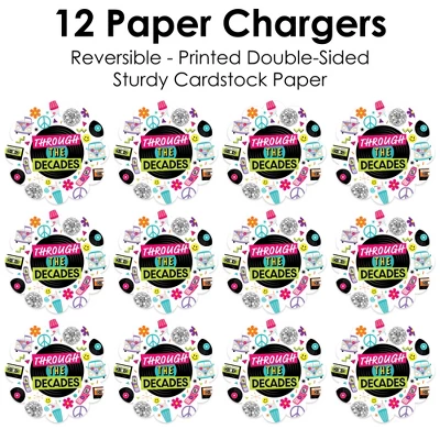 Big Dot Of Happiness Through The Decades - 50s, 60s, 70s, 80s, And 90s Party Round Table Decorations - Paper Chargers - Place Setting For 12 4 Big Dot Of Happiness Through The Decades - 50s, 60s, 70s, 80s, And 90s Party Round Table Decorations - Paper Chargers - Place Setting For 12 - Image 4