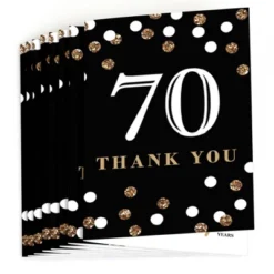 Big Dot Of Happiness Adult 70th Birthday - Gold - Birthday Party Thank You Cards (8 Count)