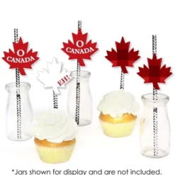 Big Dot Of Happiness Canada Day - Paper Straw Decor - Canadian Party Striped Decorative Straws - Set Of 24 -Aurora Party Sales GUEST 32545da6 561b 414e 89b3 6445fa9694a1