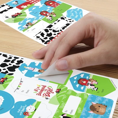 Big Dot Of Happiness Farm Animals - Assorted Barnyard Baby Shower Or Birthday Party Gift Tag Labels - To And From Stickers - 12 Sheets - 120 Stickers 3 Big Dot Of Happiness Farm Animals - Assorted Barnyard Baby Shower Or Birthday Party Gift Tag Labels - To And From Stickers - 12 Sheets - 120 Stickers - Image 3