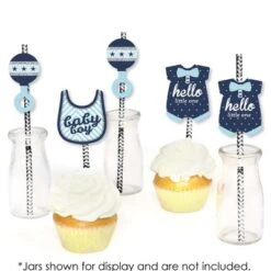 Big Dot Of Happiness Hello Little One - Blue And Silver Paper Straw Decor - Boy Baby Shower Striped Decorative Straws - Set Of 24 6 Big Dot Of Happiness Hello Little One - Blue And Silver Paper Straw Decor - Boy Baby Shower Striped Decorative Straws - Set Of 24 -Aurora Party Sales GUEST 334fe9e1 de70 4500 8bbc be985aa17a91