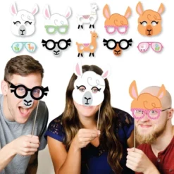Big Dot Of Happiness Whole Llama Fun Glasses & Masks - Paper Card Stock Llama Fiesta Baby Shower Or Birthday Party Photo Booth Props Kit - 10 Count