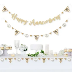 Big Dot Of Happiness We Still Do - 50th Wedding Anniversary - Letter Banner Decor - 36 Cutouts & No-Mess Real Gold Glitter Happy Anniversary Letters