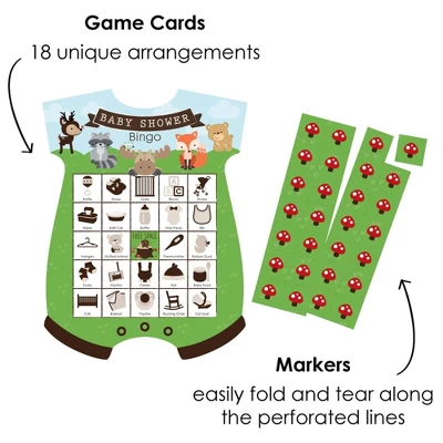 Big Dot Of Happiness Woodland Creatures - Picture Bingo Cards And Markers - Baby Shower Shaped Bingo Game - Set Of 18 1 Big Dot Of Happiness Woodland Creatures - Picture Bingo Cards And Markers - Baby Shower Shaped Bingo Game - Set Of 18