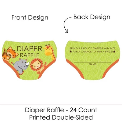 Big Dot Of Happiness Funfari - Fun Safari Jungle - Diaper Shaped Raffle Ticket Inserts - Baby Shower Activities - Diaper Raffle Game - Set Of 24 1 Big Dot Of Happiness Funfari - Fun Safari Jungle - Diaper Shaped Raffle Ticket Inserts - Baby Shower Activities - Diaper Raffle Game - Set Of 24