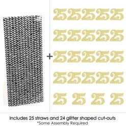 Big Dot Of Happiness Gold Glitter 25 Party Straws - No-Mess Real Gold Glitter Cut-Out Numbers & Decorative 25th Birthday Party Paper Straws - 24 Ct -Aurora Party Sales GUEST 3605b16a a556 4315 97c9 280b15a383e5