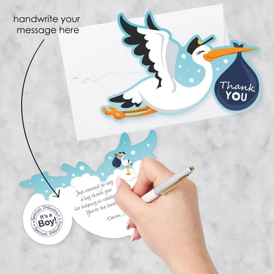 Big Dot Of Happiness Boy Special Delivery - Shaped Thank You Cards - It's A Boy Stork Baby Shower Thank You Note Cards With Envelopes - Set Of 12 1 Big Dot Of Happiness Boy Special Delivery - Shaped Thank You Cards - It's A Boy Stork Baby Shower Thank You Note Cards With Envelopes - Set Of 12
