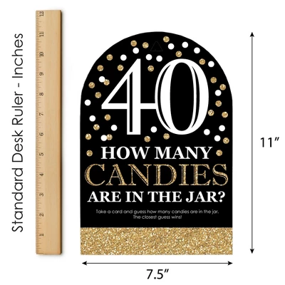 Big Dot Of Happiness Adult 40th Birthday - Gold - How Many Candies Birthday Party Game - 1 Stand And 40 Cards - Candy Guessing Game 5 Big Dot Of Happiness Adult 40th Birthday - Gold - How Many Candies Birthday Party Game - 1 Stand And 40 Cards - Candy Guessing Game - Image 5