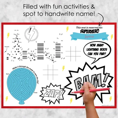 Big Dot Of Happiness Bam Superhero - Paper Birthday Party Coloring Sheets - Activity Placemats - Set Of 16 1 Big Dot Of Happiness Bam Superhero - Paper Birthday Party Coloring Sheets - Activity Placemats - Set Of 16