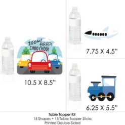 Big Dot Of Happiness Cars, Trains, And Airplanes - Transportation Birthday Party Centerpiece Sticks - Table Toppers - Set Of 15 -Aurora Party Sales GUEST 373c132b 90b4 4838 b556 8c9a6001f688