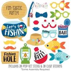 Big Dot Of Happiness Let's Go Fishing - Fish Themed Birthday Party Or Baby Shower Photo Booth Props Kit - 20 Count