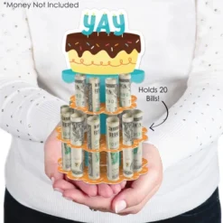 Big Dot Of Happiness Colorful Happy Birthday - DIY Birthday Party Money Holder Gift - Cash Cake