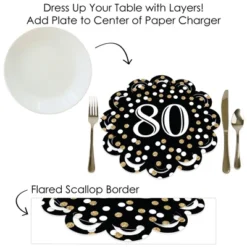 Big Dot Of Happiness Adult 80th Birthday - Gold - Birthday Party Round Table Decorations - Paper Chargers - Place Setting For 12 -Aurora Party Sales GUEST 379a1b74 3efd 440f acc2 02c841e0bf44
