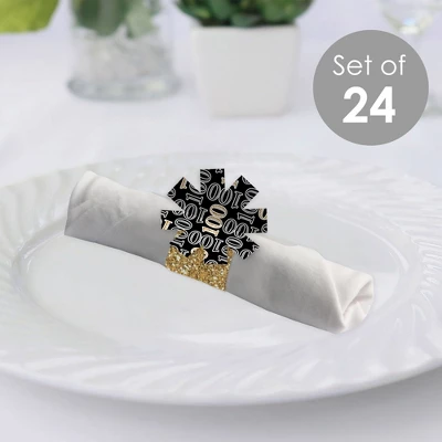 Big Dot Of Happiness Adult 100th Birthday - Gold - Birthday Party Paper Napkin Holder - Napkin Rings - Set Of 24 1 Big Dot Of Happiness Adult 100th Birthday - Gold - Birthday Party Paper Napkin Holder - Napkin Rings - Set Of 24