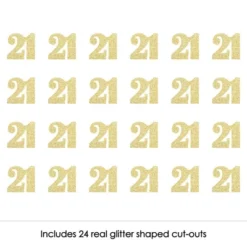 Big Dot Of Happiness Gold Glitter 21 - No-Mess Real Gold Glitter Cut-Out Numbers - 21st Birthday Party Confetti - Set Of 24