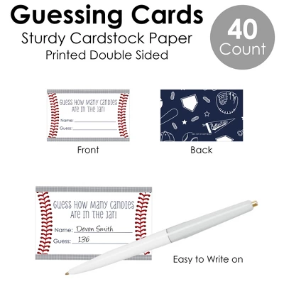Big Dot Of Happiness Batter Up - Baseball - How Many Candies Baby Shower Or Birthday Party Game - 1 Stand And 40 Cards - Candy Guessing Game 4 Big Dot Of Happiness Batter Up - Baseball - How Many Candies Baby Shower Or Birthday Party Game - 1 Stand And 40 Cards - Candy Guessing Game - Image 4