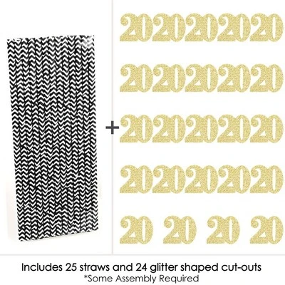 Big Dot Of Happiness Gold Glitter 20 Party Straws - No-Mess Real Gold Glitter Cut-Out Numbers & Decorative 20th Birthday Party Paper Straws - 24 Ct 3 Big Dot Of Happiness Gold Glitter 20 Party Straws - No-Mess Real Gold Glitter Cut-Out Numbers & Decorative 20th Birthday Party Paper Straws - 24 Ct - Image 3