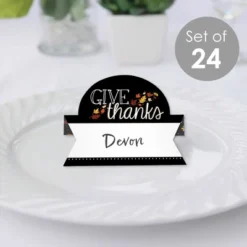Big Dot Of Happiness Give Thanks - Thanksgiving Party Tent Buffet Card - Table Setting Name Place Cards - Set Of 24
