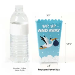 Big Dot Of Happiness Boy Special Delivery - Blue It's A Boy Stork Baby Shower Favor Popcorn Treat Boxes - Set Of 12