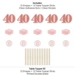 Big Dot Of Happiness 40th Pink Rose Gold Birthday - Happy Birthday Party Centerpiece Sticks - Table Toppers - Set Of 15 10 Big Dot Of Happiness 40th Pink Rose Gold Birthday - Happy Birthday Party Centerpiece Sticks - Table Toppers - Set Of 15 -Aurora Party Sales GUEST 3bcffca6 fd91 4def 8f44 ed01a8e0e56a