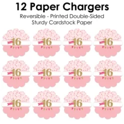 Big Dot Of Happiness Sweet 16 - 16th Birthday Party Round Table Decorations - Paper Chargers - Place Setting For 12 -Aurora Party Sales GUEST 3c14db36 520c 4f16 962f e1095e41ea7e