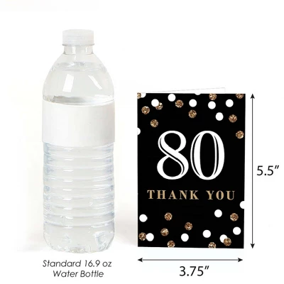 Big Dot Of Happiness Adult 80th Birthday - Gold - Birthday Party Thank You Cards (8 Count) 2 Big Dot Of Happiness Adult 80th Birthday - Gold - Birthday Party Thank You Cards (8 Count) - Image 2