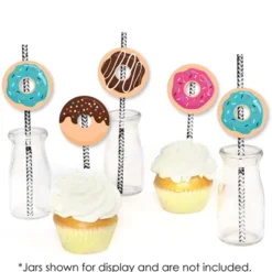Big Dot Of Happiness Donut Worry, Let's Party - Paper Straw Decor - Doughnut Party Striped Decorative Straws - Set Of 24 -Aurora Party Sales GUEST 3c402c4e 81f9 49a5 a0d7 0be94ee73367