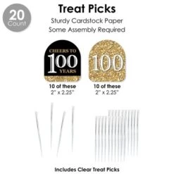 Big Dot Of Happiness Adult 100th Birthday - Gold - Birthday Party Favors And Cupcake Kit - Fabulous Favor Party Pack - 100 Pieces -Aurora Party Sales GUEST 3c7f091e 4c50 4bf6 a78c 0abc61090810