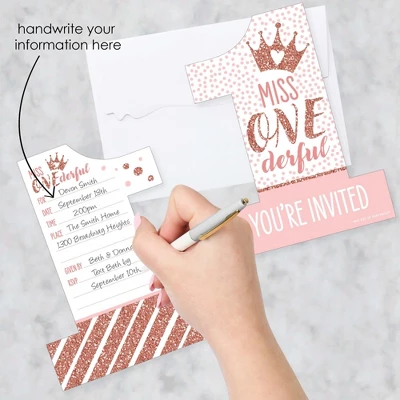 Big Dot Of Happiness 1st Birthday Little Miss Onederful - Shaped Fill-In Invites - First Birthday Party Invitation Cards With Envelopes - Set Of 12 1 Big Dot Of Happiness 1st Birthday Little Miss Onederful - Shaped Fill-In Invites - First Birthday Party Invitation Cards With Envelopes - Set Of 12