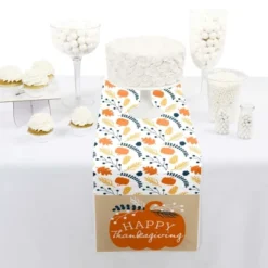 Big Dot Of Happiness Happy Thanksgiving - Petite Fall Harvest Party Paper Table Runner - 12 X 60 Inches