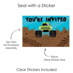 Big Dot Of Happiness Smash And Crash - Monster Truck - Fill-In Cards - Boy Birthday Party Fold And Send Invitations - Set Of 8 -Aurora Party Sales GUEST 3e64c5eb b75c 4e05 97ad 6485b5956c62