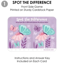 Big Dot Of Happiness Beautiful Butterfly - 2-in-1 Floral Baby Shower Or Birthday Party Cards - Activity Duo Games - Set Of 20 -Aurora Party Sales GUEST 3f635738 cae7 47c2 aba8 0799ec6c0ada