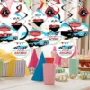 Big Dot Of Happiness Let's Go Racing - Racecar - Race Car Birthday Party Or Baby Shower Hanging Decor - Party Decoration Swirls - Set Of 40