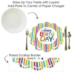 Big Dot Of Happiness Cheerful Happy Birthday - Colorful Birthday Party Round Table Decorations - Paper Chargers - Place Setting For 12 -Aurora Party Sales GUEST 407d1421 f00d 4dd4 93b0 db9b46889f38