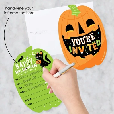 Big Dot Of Happiness Jack-O'-Lantern Halloween - Shaped Fill-In Invitations - Kids Halloween Party Invitation Cards With Envelopes - Set Of 12 1 Big Dot Of Happiness Jack-O'-Lantern Halloween - Shaped Fill-In Invitations - Kids Halloween Party Invitation Cards With Envelopes - Set Of 12