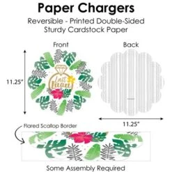 Big Dot Of Happiness Last Luau Tropical Bachelorette Party & Bridal Shower Paper Charger And Table Decorations - Chargerific Kit - Place Setting For 8 -Aurora Party Sales GUEST 4174c4aa 172f 46fa b906 a72a531f6867
