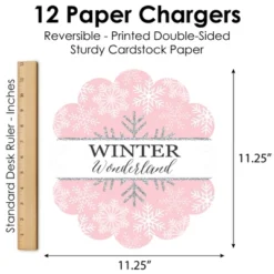 Big Dot Of Happiness Pink Winter Wonderland Holiday Birthday Party And Baby Shower Round Table Decorations - Paper Chargers - Place Setting For 12 -Aurora Party Sales GUEST 42866427 4e28 4c94 92d7 3a2a4f85e16f