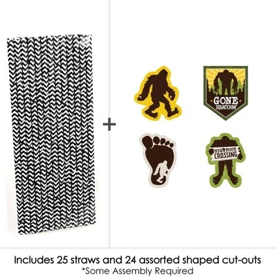 Big Dot Of Happiness Sasquatch Crossing - Paper Straw Decor - Bigfoot Party Or Birthday Party Striped Decorative Straws - Set Of 24 2 Big Dot Of Happiness Sasquatch Crossing - Paper Straw Decor - Bigfoot Party Or Birthday Party Striped Decorative Straws - Set Of 24 - Image 2