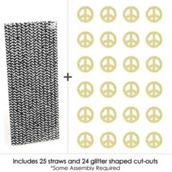Big Dot Of Happiness Gold Glitter Peace Sign Party Straws - No-Mess Real Gold Glitter Cut-Outs & Decorative 60's Hippie Party Paper Straws - Set Of 24 -Aurora Party Sales GUEST 44bb6220 5bab 4181 8ec3 273f5a585c4e