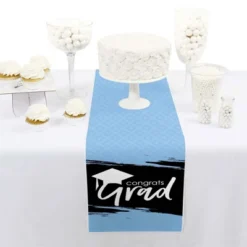 Big Dot Of Happiness Light Blue Grad - Best Is Yet To Come - Petite Light Blue Graduation Party Paper Table Runner - 12 X 60 Inches