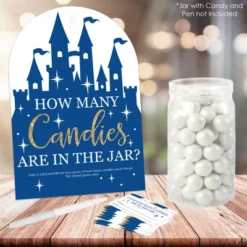 Big Dot Of Happiness Royal Prince Charming - How Many Candies Baby Shower Or Birthday Party Game - 1 Stand And 40 Cards - Candy Guessing Game