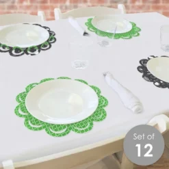 Big Dot Of Happiness You Got Served Tennis - Baby Shower Or Tennis Ball Birthday Party Round Table Decorations - Paper Chargers Place Setting For 12