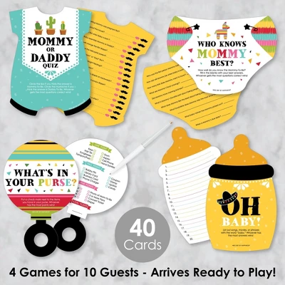 Big Dot Of Happiness Let's Fiesta - 4 Baby Shower Games - 10 Cards Each - Gamerific Bundle 1 Big Dot Of Happiness Let's Fiesta - 4 Baby Shower Games - 10 Cards Each - Gamerific Bundle