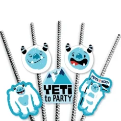 Big Dot Of Happiness Yeti To Party - Paper Straw Decor - Abominable Snowman Party Or Birthday Party Striped Decorative Straws - Set Of 24 -Aurora Party Sales GUEST 47c3beee 71b5 4145 826d b892b4681a2a